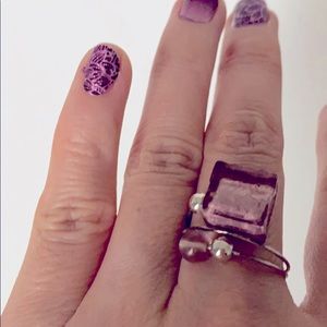 Murano glass beads on wire ring